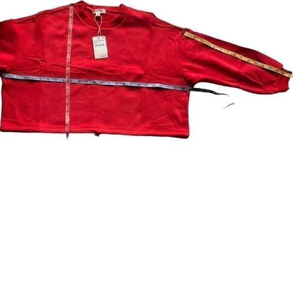 Cali BE Red Cropped Cinch Long Sleeve Sweatshirt Size M Style HYF2008034 - Picture 10 of 11